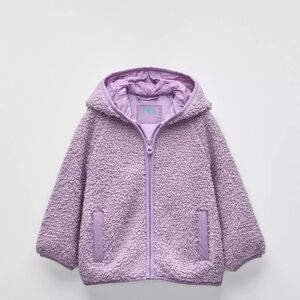 ZARA Baby Sherpa Hooded Jacket purple Lavender (Size 1½–2 Years / 86 cm)